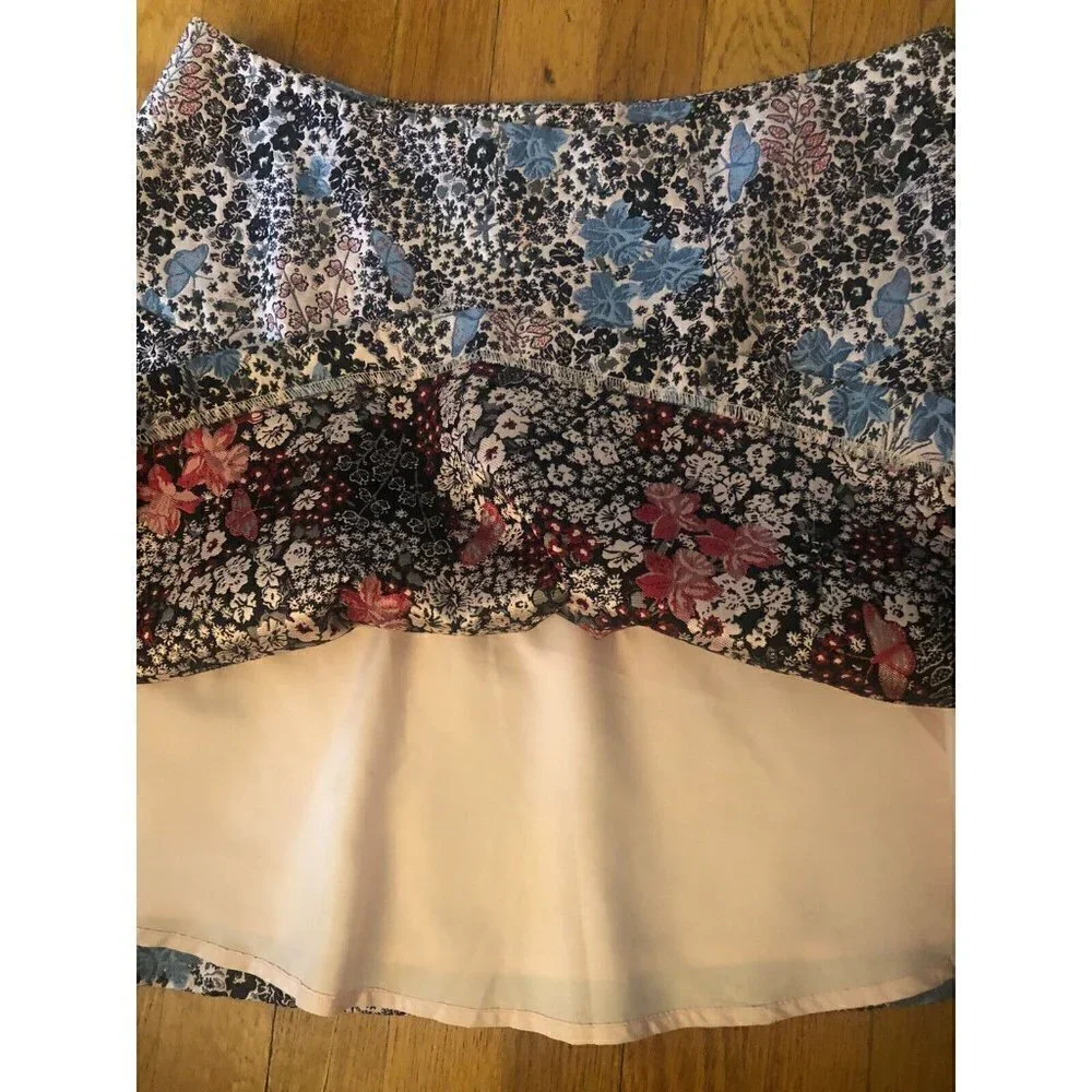 NWT LOFT Womens Size 12 Pink Blue Floral A-Line Skirt Tapestry